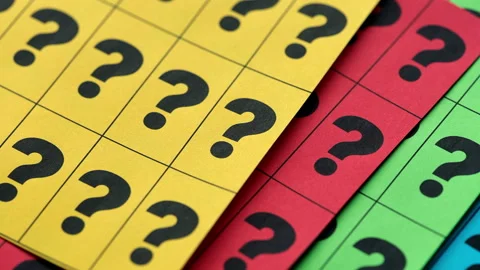 Printed black question marks. Video stock 336869674