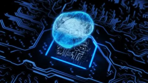 Printed brain onto circuit board Stock Photos