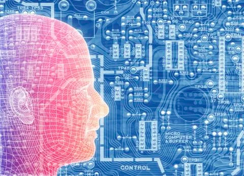 Printed circuit board and wireframe head Stock-Illustration