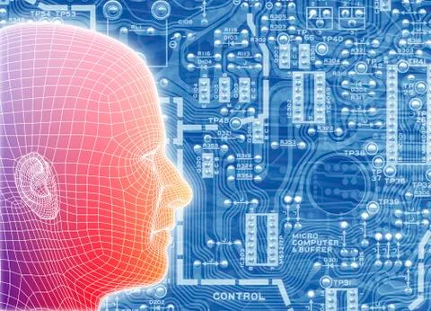 Printed circuit board and wireframe head Stock-Illustration