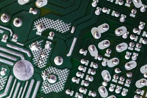 Printed circuit board, back side, micro electronics component Stock Photos
