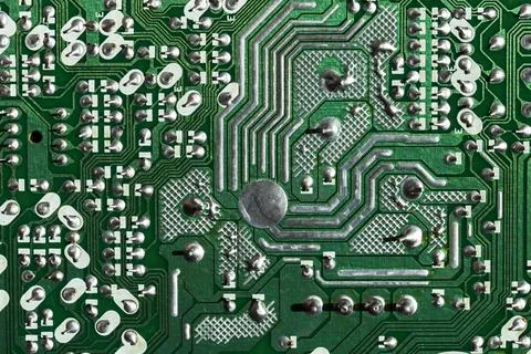 Printed circuit board background, micro electronics component Stock Photos