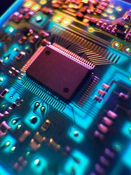 Printed Circuit Board. The central processing unit interprets and executes Foto stock