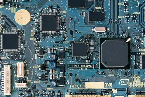 Printed circuit board with a chip 스톡 사진