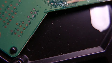 Printed Circuit Board Close-up, HDD. 4K UHD Stock Footage 72921066