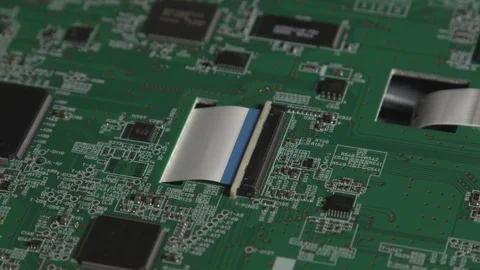 Printed Circuit Board in a close up shot Stock Footage 243620036