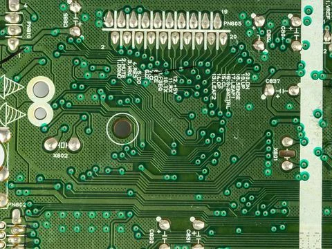 Printed circuit board. Electronic computer hardware technology. Technical sci Stock Photos