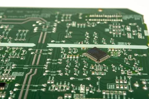 Printed circuit board. Electronic computer hardware technology. Motherboard d Stock Photos
