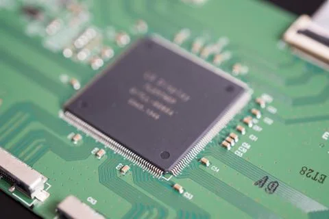 Printed circuit Board with electronic elements 스톡 사진