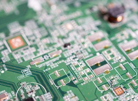Printed circuit Board with electronic elements 스톡 사진