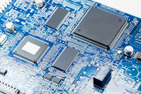 Printed circuit board with electronics components Stock Photos