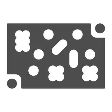 Printed circuit board with fastening elements solid icon, electronics concept Stock Illustration