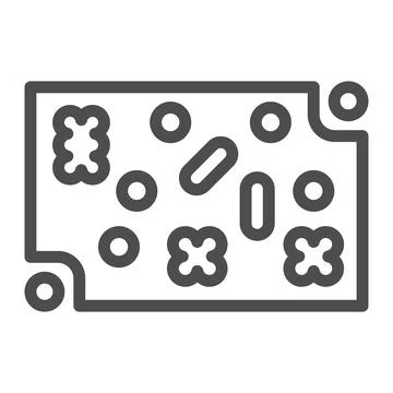 Printed circuit board with fastening elements line icon, electronics concept 库存插图