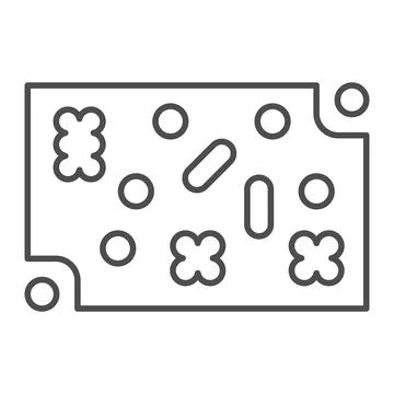 Printed circuit board with fastening elements thin line icon, electronics Illustrazione stock