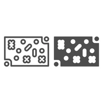 Printed circuit board with fastening elements line and solid icon, electronics Stock Illustration