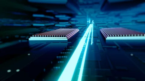 Printed circuit board futuristic server. 3d rendering Stock Footage 123724517