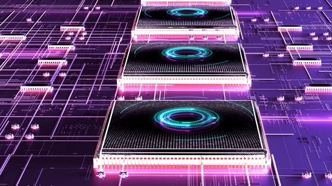 Printed circuit board futuristic server. 3d rendering Stock Footage 125481708