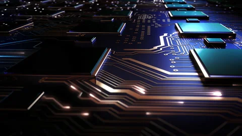 Printed circuit board futuristic server Stock Footage 140255298