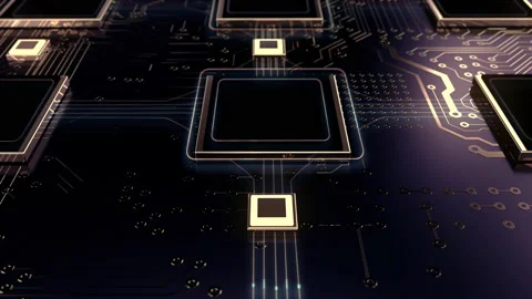 Printed circuit board futuristic server. 3d rendering Stock Footage 159445685