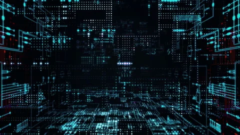 Printed circuit board futuristic server. 3d rendering Stock Footage 160201010