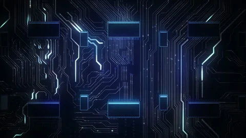 Printed circuit board futuristic server. 3d rendering Stock Footage 170328424