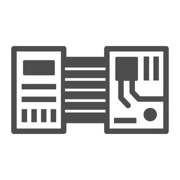 Printed circuit board layout microchip contacts solid icon, electronics concept Stock Illustration