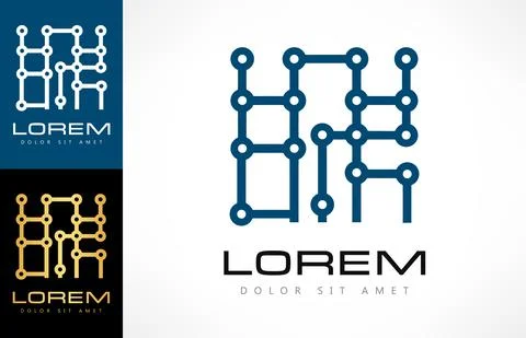 Printed circuit board logo vector. Computer Networking logo. Stock Illustration