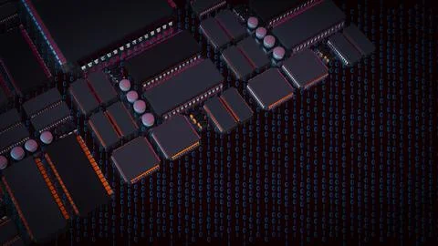 The  Printed Circuit Board or PCB for Technology concept 3d rendering. Stockfoto's