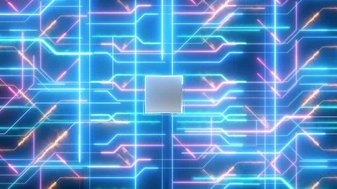 Printed circuit board PCB. Electronic connections, communication, futuristi.. Stockillustratie