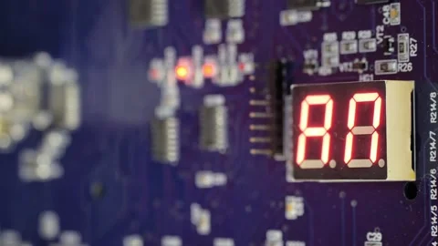 Printed circuit board - pcb for elevator with display module at lift exhibition Stock Footage 157419579