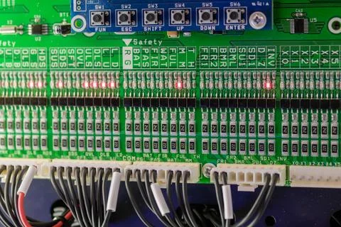Printed circuit board - pcb for elevator with display module at lift exhibition Stock Photos