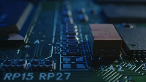 Printed Circuit Board PCB with SMT Components and Circuitry 4K Stock-Footage 332135120