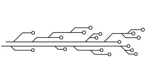 Printed circuit board PCB tracks isolated on white background. Stock Illustration