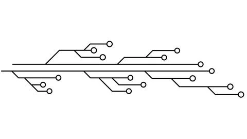 Printed circuit board PCB tracks isolated on white background. Technical clipart Illustrazione stock