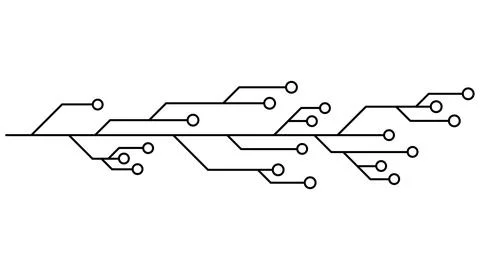 Printed circuit board PCB tracks isolated on white background. Technical clipart Stock Illustration