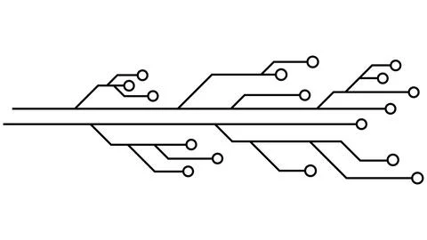 Printed circuit board PCB tracks isolated on white background. Stock Illustration