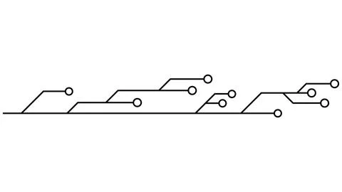 Printed circuit board PCB tracks isolated on white background. Stock Illustration