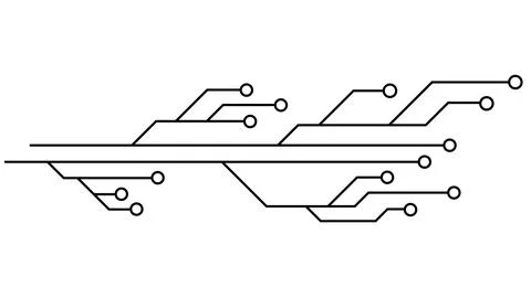 Printed circuit board PCB tracks isolated on white background. Stock Illustration