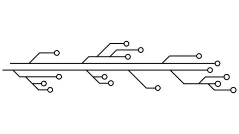 Printed circuit board PCB tracks isolated on white background. Stock Illustration