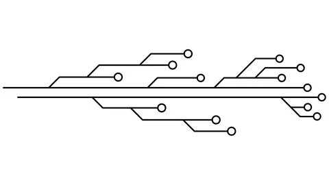 Printed circuit board PCB tracks isolated on white background. Stock Illustration