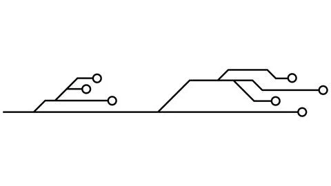 Printed circuit board PCB tracks isolated on white background. Stock Illustration