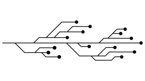 Printed circuit board PCB tracks isolated on white background. Stock Illustration