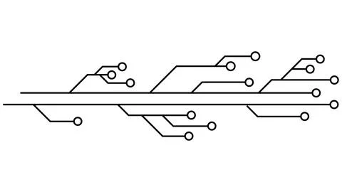 Printed circuit board PCB tracks isolated on white background. Stock Illustration
