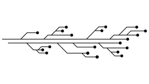 Printed circuit board PCB tracks isolated on white background. Stock Illustration