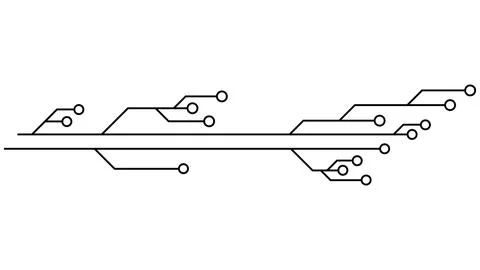 Printed circuit board PCB tracks isolated on white background. Stock Illustration