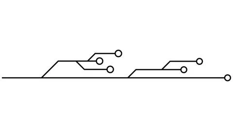 Printed circuit board PCB tracks isolated on white background. Stock Illustration