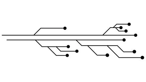 Printed circuit board PCB tracks isolated on white background. Stock Illustration