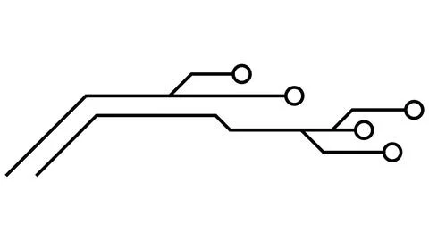 Printed circuit board PCB tracks isolated on white background. Stock Illustration