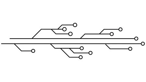 Printed circuit board PCB tracks isolated on white background. Stock Illustration