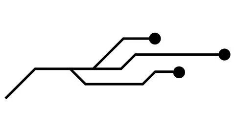 Printed circuit board PCB tracks isolated on white background. Ilustração Stock
